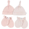Just Born Kids'  Caps And No Scratch Mittens Set In Pink