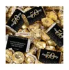 Just Candy 131 Pcs 50th Birthday Candy Party Favors Hershey's Miniatures And Kisses By  (1.65 Lbs App In Gold