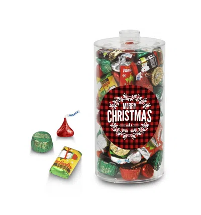 Just Candy 130 Pcs Christmas Gift Tin With Hershey's Holiday Chocolate Candy Mix (2 Lb) In Assorted Pre-pack