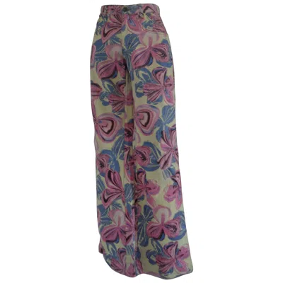 Pre-owned Just Cavalli 1980s Light Yellow Pink Blue Trousers Made In Italy