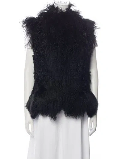 Pre-owned Just Cavalli 2000's Lamb Leather Vest In Black