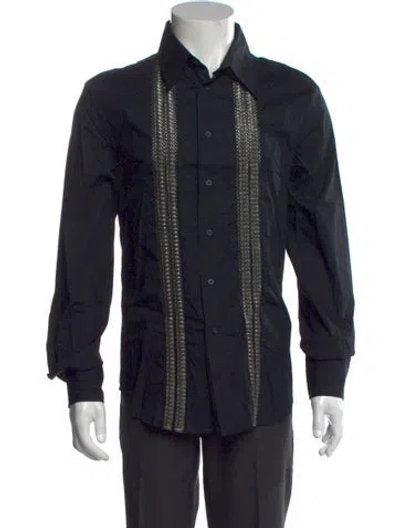 Pre-owned Just Cavalli 2000's Long Sleeve Denim Shirt In Black