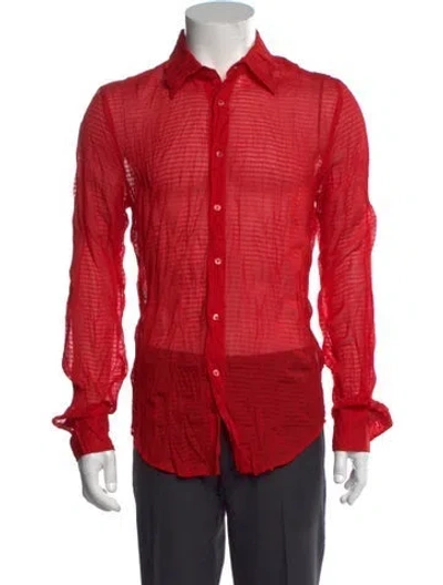 Pre-owned Just Cavalli 2000's Long Sleeve Dress Shirt In Red