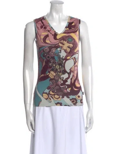Pre-owned Just Cavalli 2000's Printed Top In Multi