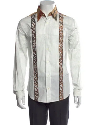Pre-owned Just Cavalli 2000's Striped Dress Shirt In White