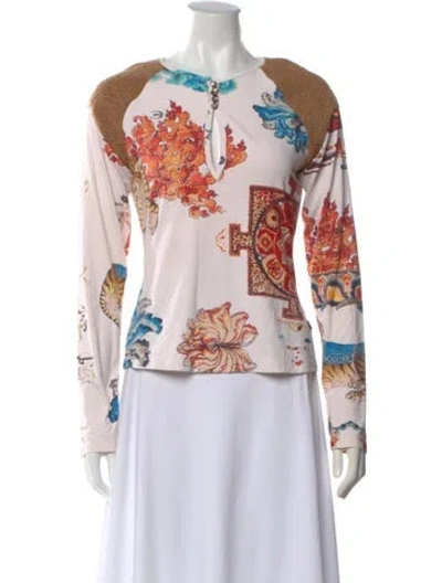 Pre-owned Just Cavalli 2008 Printed Top In Neutrals