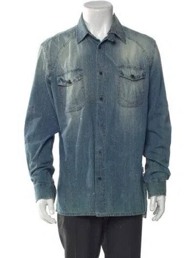 Pre-owned Just Cavalli 2011 Long Sleeve Denim Shirt In Blue