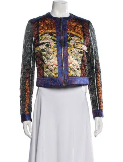 Pre-owned Just Cavalli 2013 Silk Bomber Jacket In Blue