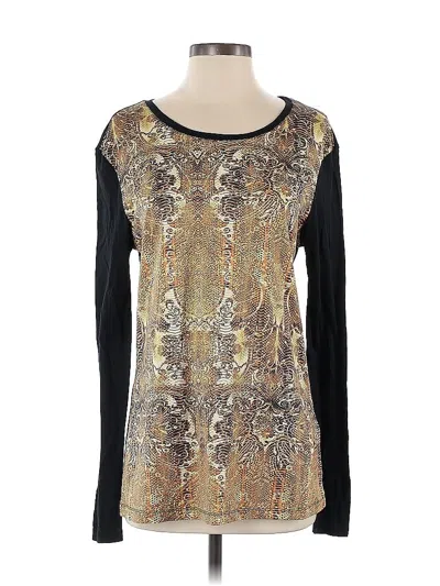 Pre-owned Just Cavalli 3/4 Sleeve Top Black Scoop Neck Tops