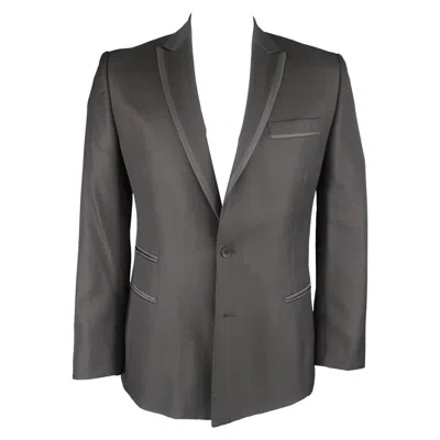 Pre-owned Just Cavalli 42 Black Wool Blend Satin Piping Peak Lapel Sport Coat Jacket
