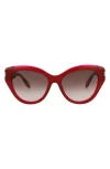 Just Cavalli 55mm Cat Eye Sunglasses In Red Havana Brown