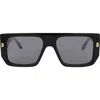 Just Cavalli 56mm Rectangular Sunglasses In Black Black Smoke