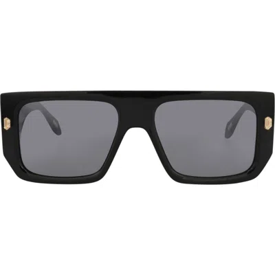 Just Cavalli 56mm Rectangular Sunglasses In Black Black Smoke
