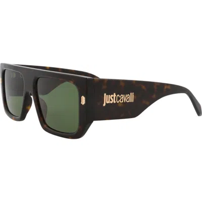 Just Cavalli 56mm Rectangular Sunglasses In Havana Havana Green