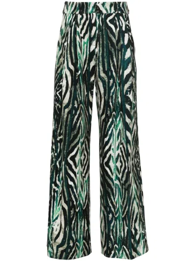 Just Cavalli Abstract-print Trousers In Green