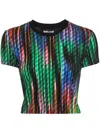 Just Cavalli All-over Logo-print Cropped Top In Black