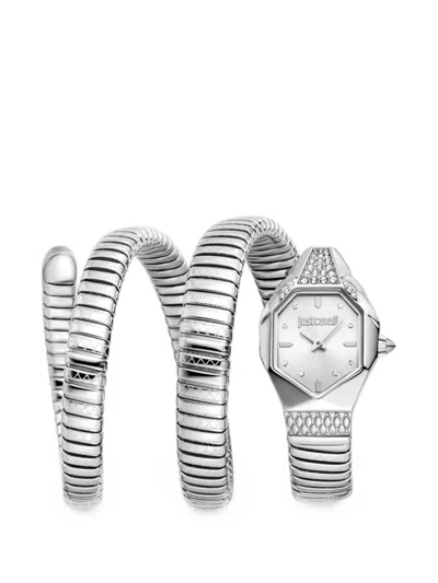 Just Cavalli Ambra Snake Crystal 22mm Watch In White