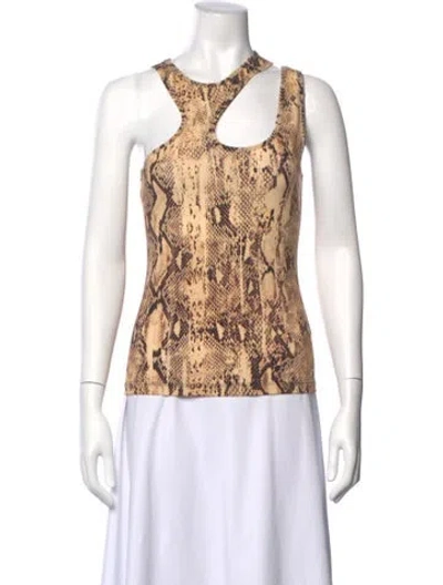 Pre-owned Just Cavalli Animal Print Asymmetrical Top In Brown