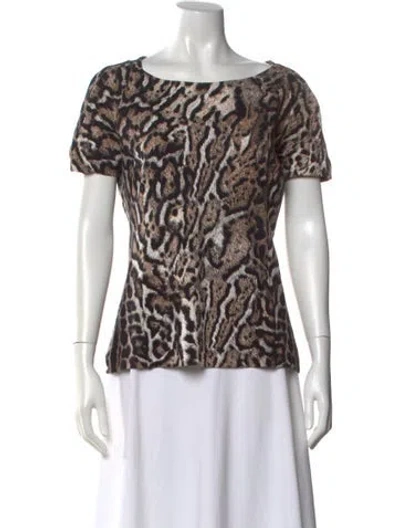 Pre-owned Just Cavalli Animal Print Bateau Neckline T-shirt In Multi