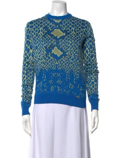 Pre-owned Just Cavalli Animal Print Crew Neck Sweater In Blue