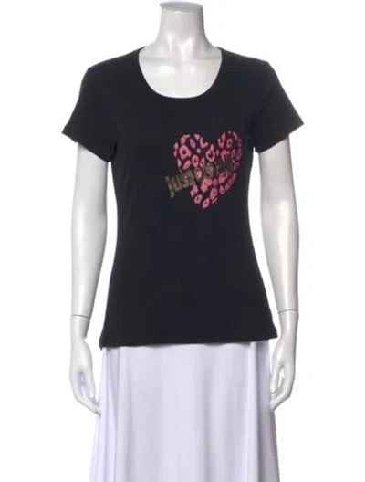Pre-owned Just Cavalli Animal Print Crew Neck T-shirt In Black