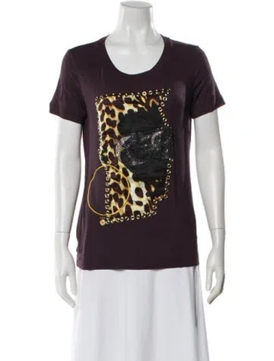 Pre-owned Just Cavalli Animal Print Crew Neck T-shirt In Purple