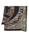 Just Cavalli Animal-print Fringed Scarf In Black