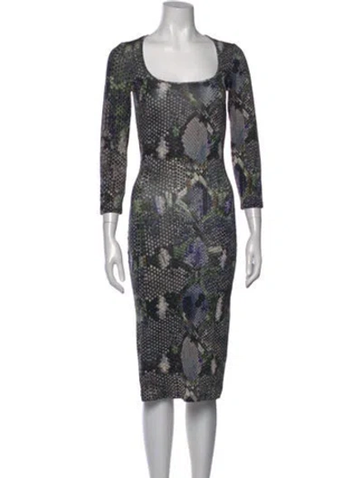 Pre-owned Just Cavalli Animal Print Knee-length Dress In Black