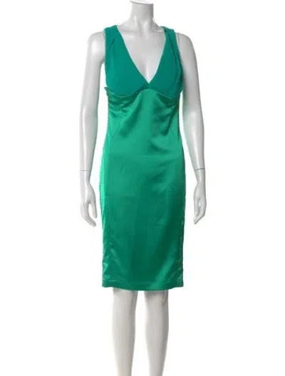 Pre-owned Just Cavalli Animal Print Knee-length Dress In Green