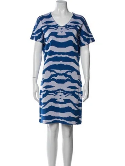 Pre-owned Just Cavalli Animal Print Knee-length Dress W/ Tags In Blue