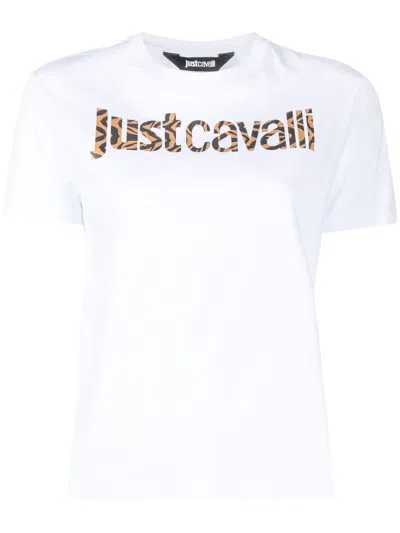 Just Cavalli Animal-print-logo T-shirt In White