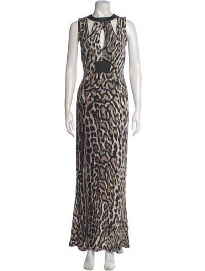 Pre-owned Just Cavalli Animal Print Long Dress In Black