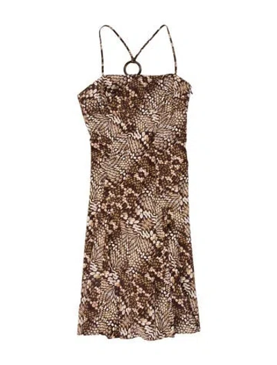 Pre-owned Just Cavalli Animal Print Long Dress In Brown
