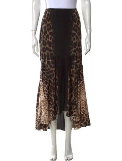 Pre-owned Just Cavalli Animal Print Long Skirt In Black