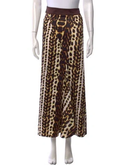 Pre-owned Just Cavalli Animal Print Long Skirt In Brown