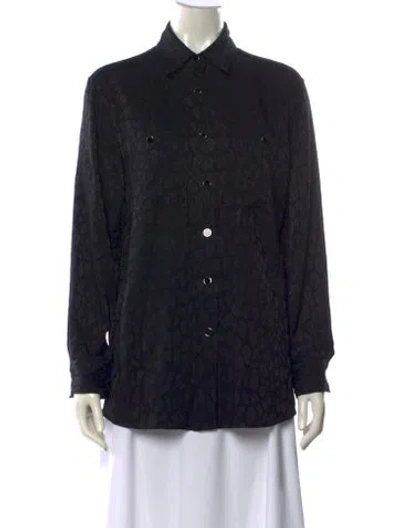 Pre-owned Just Cavalli Animal Print Long Sleeve Button-up Top In Black