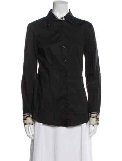 Pre-owned Just Cavalli Animal Print Long Sleeve Button-up Top In Gray