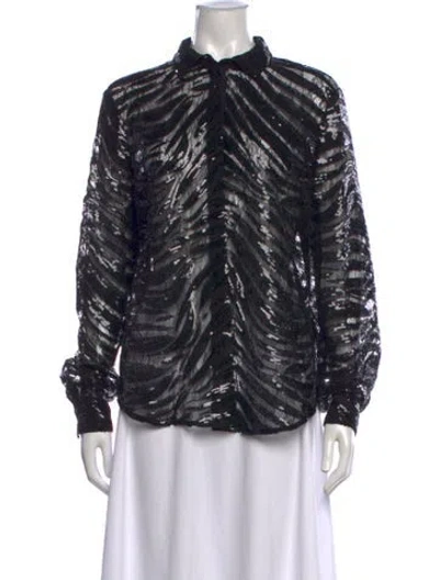 Pre-owned Just Cavalli Animal Print Long Sleeve Button-up Top W/ Tags In Black