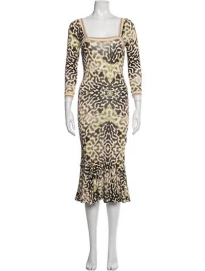Pre-owned Just Cavalli Animal Print Midi Length Dress In Neutral