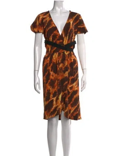Pre-owned Just Cavalli Animal Print Midi Length Dress In Neutrals