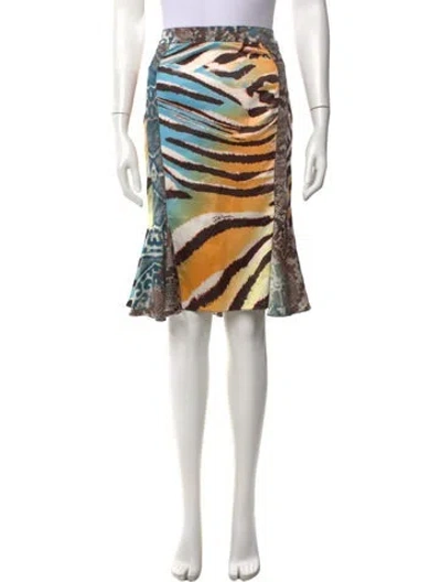 Pre-owned Just Cavalli Animal Print Midi Length Skirt In Brown