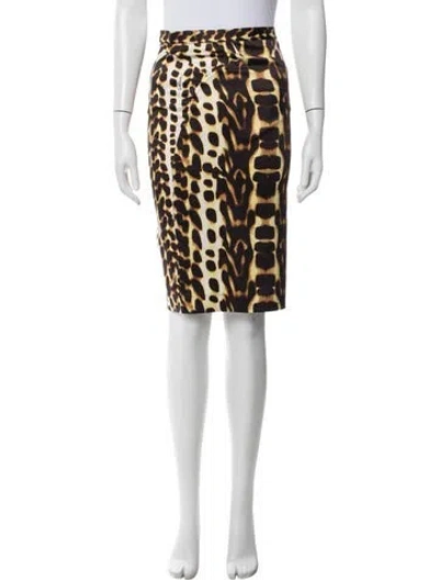 Pre-owned Just Cavalli Animal Print Midi Length Skirt In Yellow