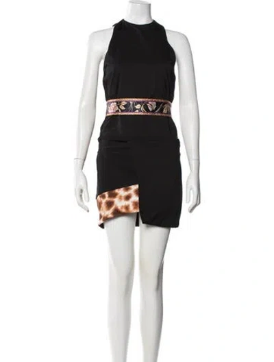 Pre-owned Just Cavalli Animal Print Mini Dress In Black