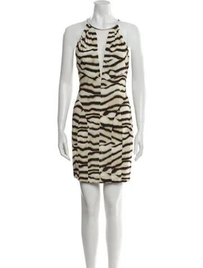 Pre-owned Just Cavalli Animal Print Mini Dress In Brown