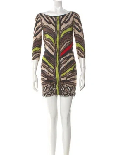 Pre-owned Just Cavalli Animal Print Mini Dress In Brown
