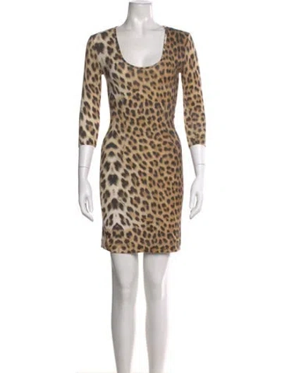 Pre-owned Just Cavalli Animal Print Mini Dress In Brown