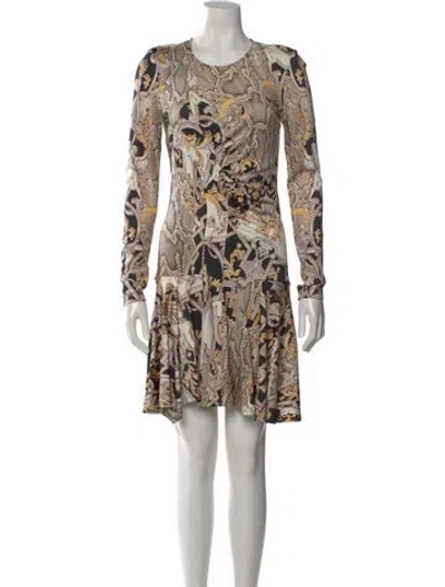 Pre-owned Just Cavalli Animal Print Mini Dress In Gold