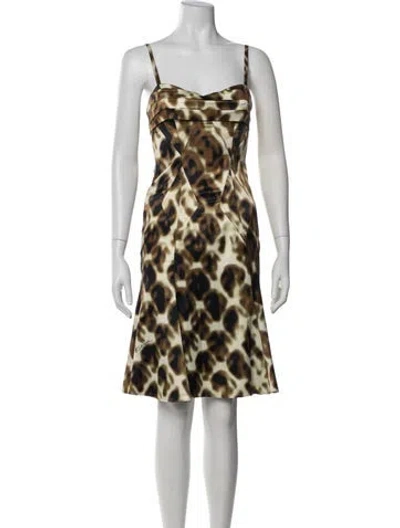 Pre-owned Just Cavalli Animal Print Mini Dress In Gold