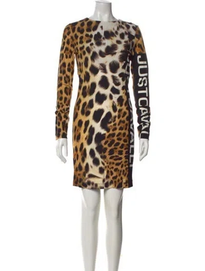 Pre-owned Just Cavalli Animal Print Mini Dress In Neutral