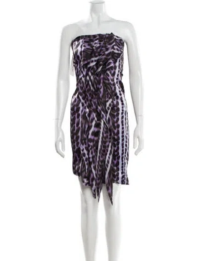 Pre-owned Just Cavalli Animal Print Mini Dress In Purple